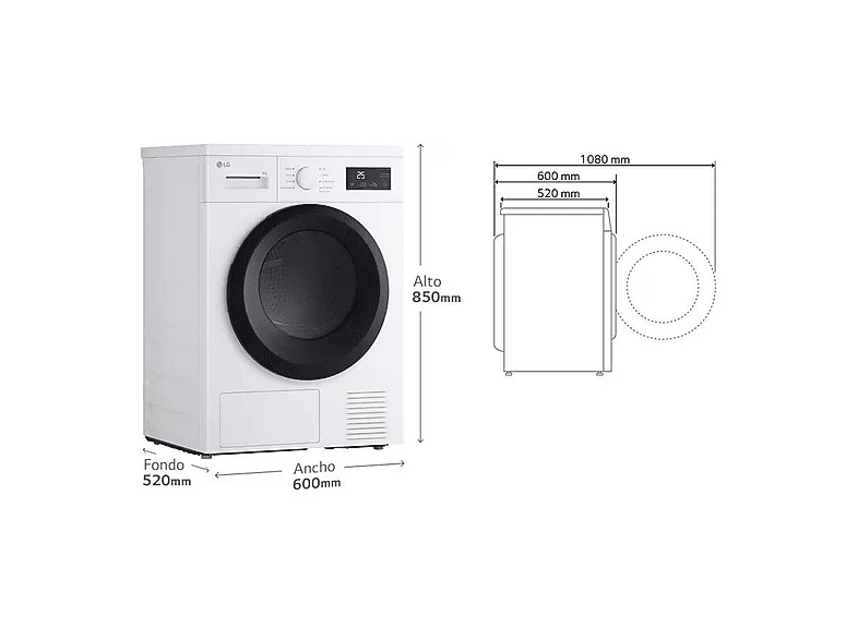 LG Secadora bomba de calor en color Blanco — 8 kg y 8 programas — foto 3