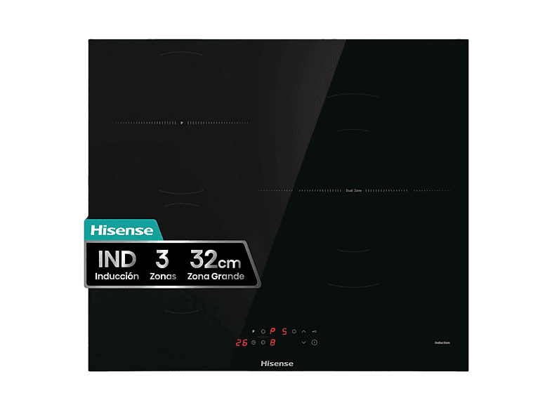 Placa inducción HISENSE con Zona XL 32cm en color Negro
