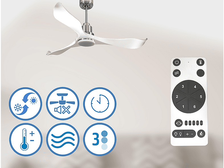 Ventilador de techo PURLINE — 18 W y 6 velocidades (mod. VirginD132C04LED67069) — foto 4