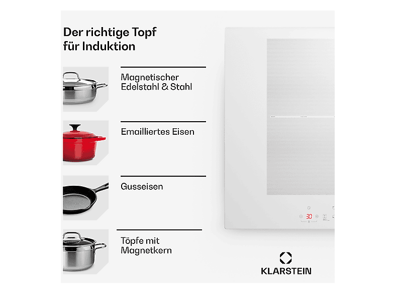 KLARSTEIN Placa de inducción en color Blanco (mod. Delicatessa 70 Flex) — foto 7