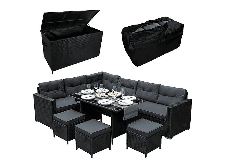 Conjunto de jardín MONSTER en color Negro de 240 cm x 180 cm x 70 cm