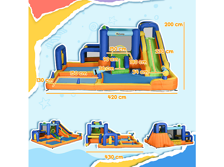 OUTSUNNY Castillo hinchable infantil (mod. 346-010V90MX) — foto 3