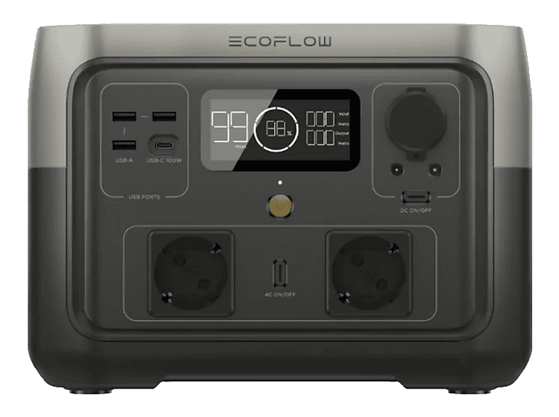 Powerstation ECOFLOW con Fosfato de hierro-litio (LiFePo4) en color black