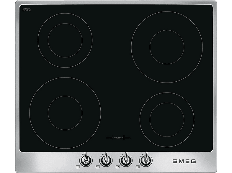 SMEG Placa de inducción en color Inox — 4 Fuegos zonas y 596 mm