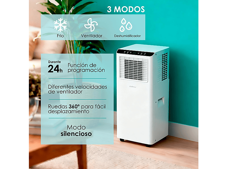 Aire acondicionado portátil DAITSU con 9 fg/h en color Blanco — foto 8