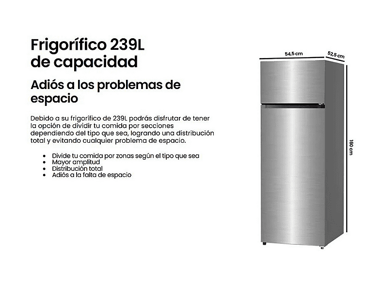 Frigorifico dos puertas INFINITON en color Inox de Altura 160 cm — foto 4
