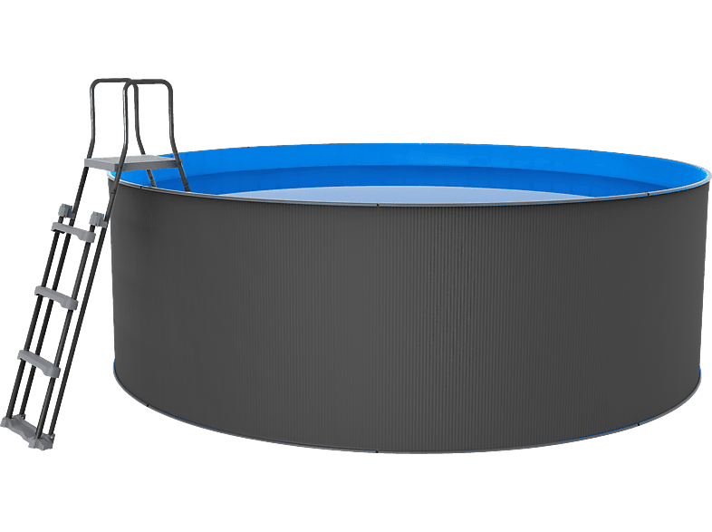 Piscina elevada SWIM &amp; FUN — None y 460 cm (mod. Sin obra redonda antracita)