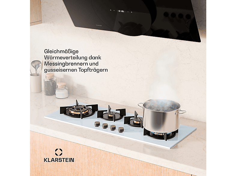 KLARSTEIN Placa de Gas en color Blanco — 4 zonas y 90 cm — foto 4