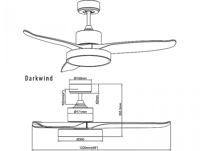 Ventilador de techo KLASSFAN en color Negro, 40 W — foto 5