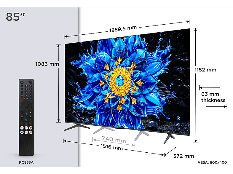TV QD-Mini LED 85" TCL con UHD 4K en color Negro — foto 10