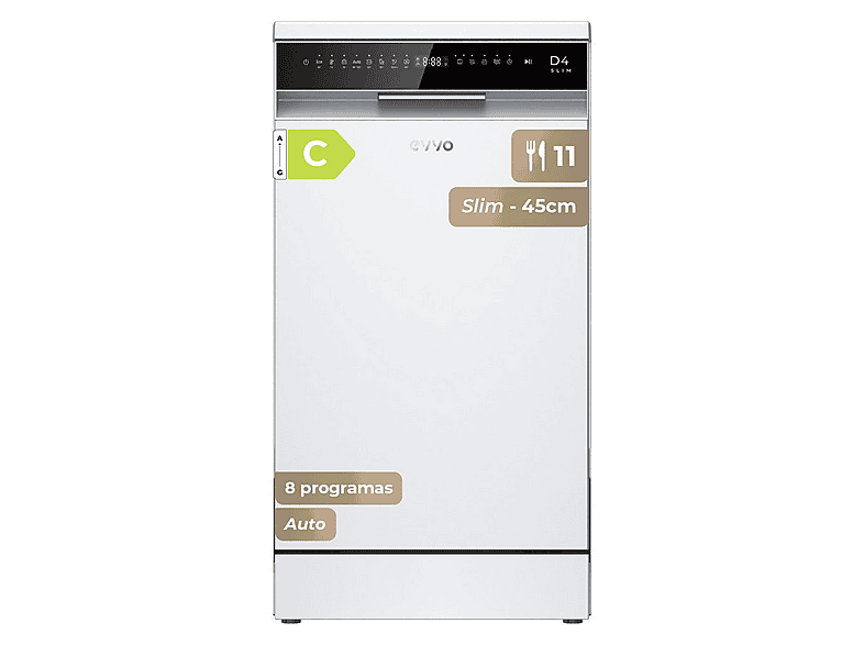 EVVO Lavavajillas libre instalación 45 cm 8 programas (mod. D4 Slim (45cm))