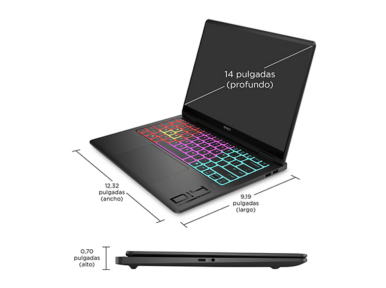 Portátil gaming HP en color Sombra negra, 14" 3K OLED — foto 3