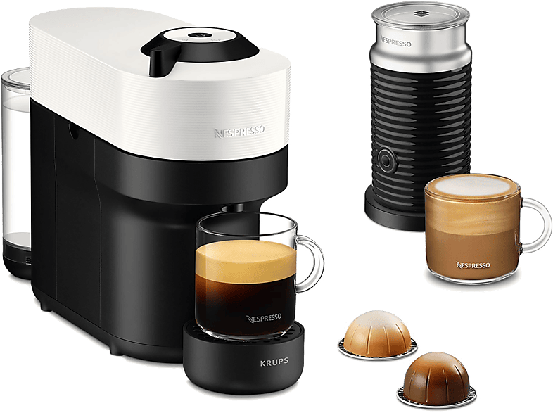 Cafetera de cápsulas KRUPS en color Negro, Blanco (mod. Vertuo Pop XN9211)