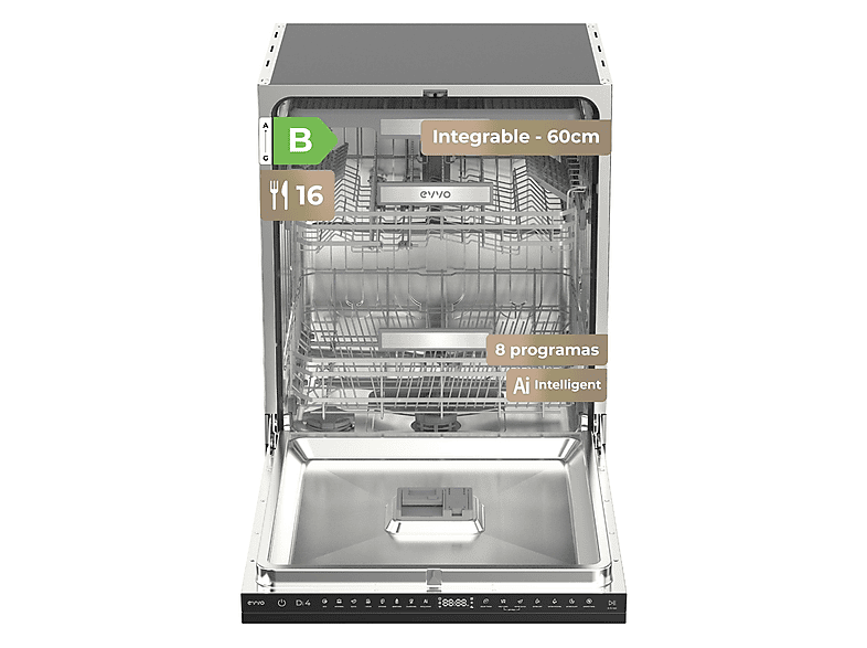 EVVO Lavavajillas integrable 60 cm en color Inox (mod. Di.4)