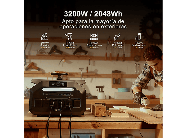 IEE Estación de energía portátil LiFePO4 (mod. P3200) en color Negro — foto 7