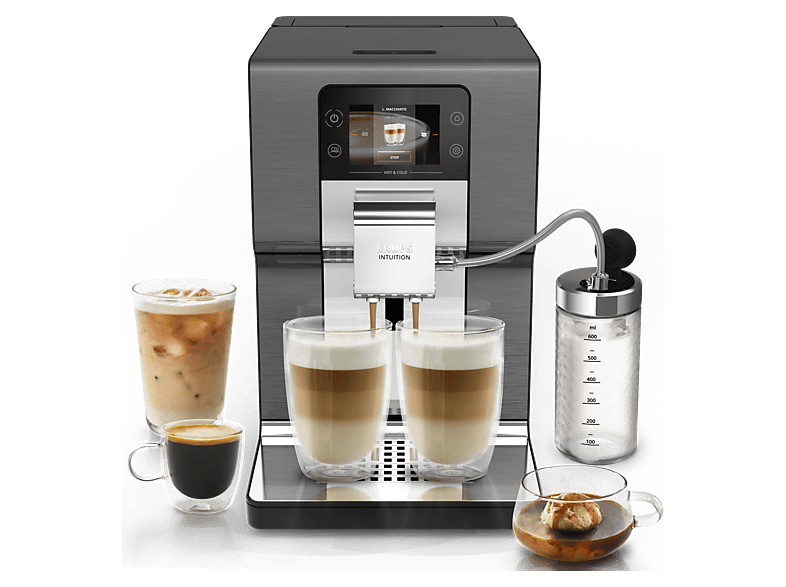 KRUPS Cafetera superautomática Pantalla táctil (mod. Intuition Experience Hot&amp;Cold) en color Metálico, negro