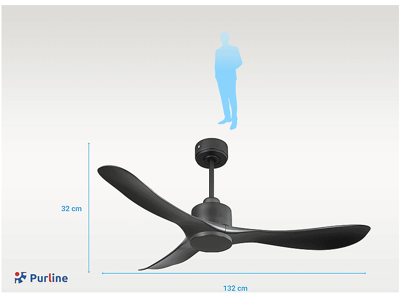Ventilador de techo PURLINE en color Negro de 6 velocidades — foto 3