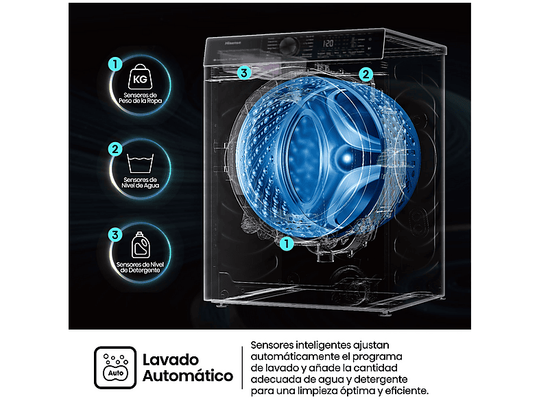 HISENSE Lavadora carga frontal 10 kg en color Blanco — foto 9