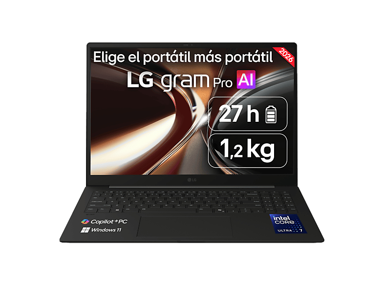 Portátil LG en color Negro carbón, 16" WQXGA+
